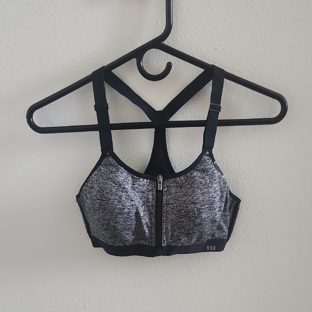 Victoria Secret Heathered Black and Gray Sports Bra